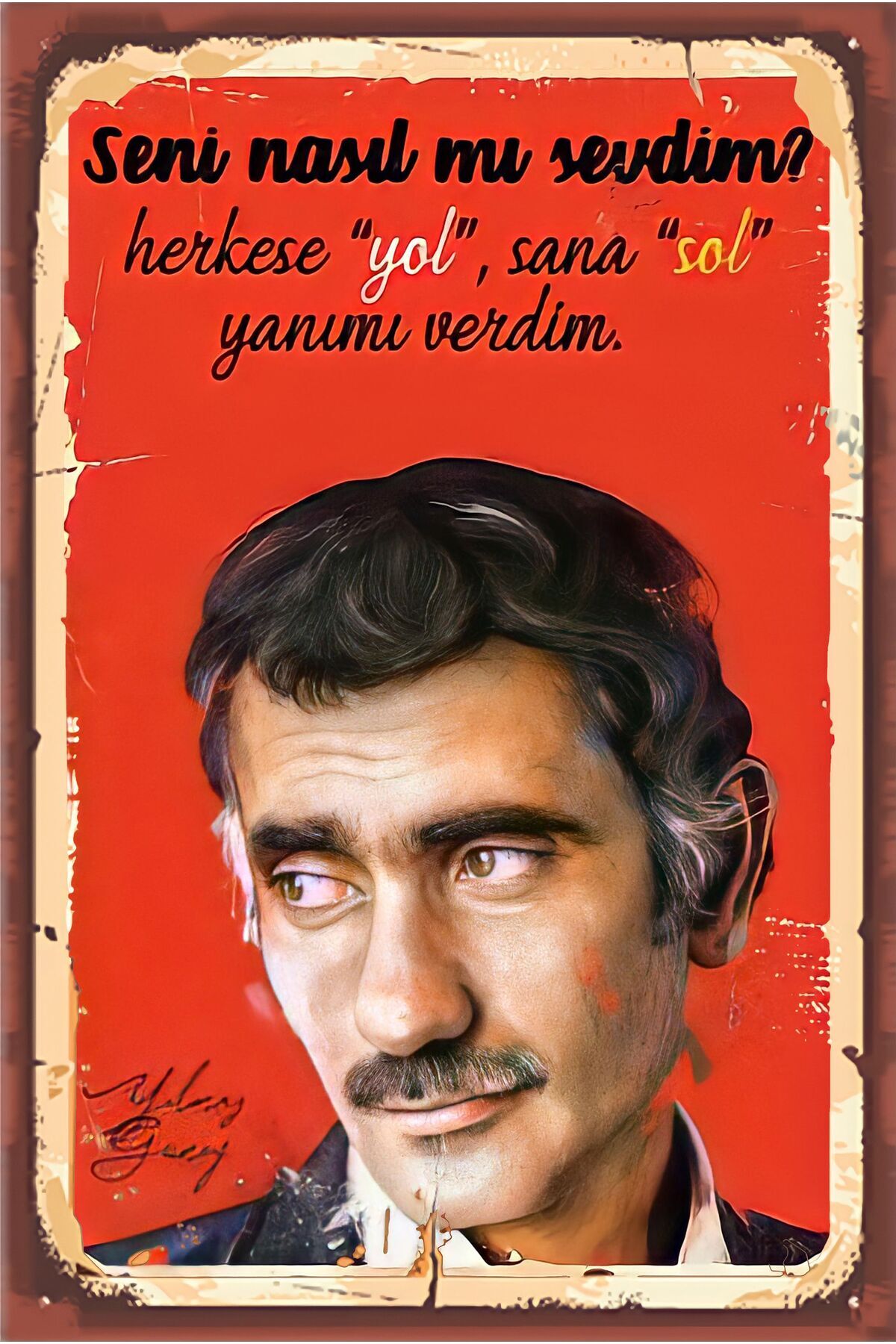 Yılmaz Güney Temalı Retro Ahşap Poster