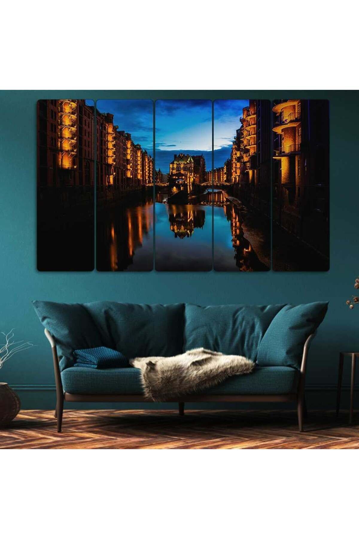 Speicherstadt Evleri, Hamburg, Almanya - 5 Parçalı Tablo