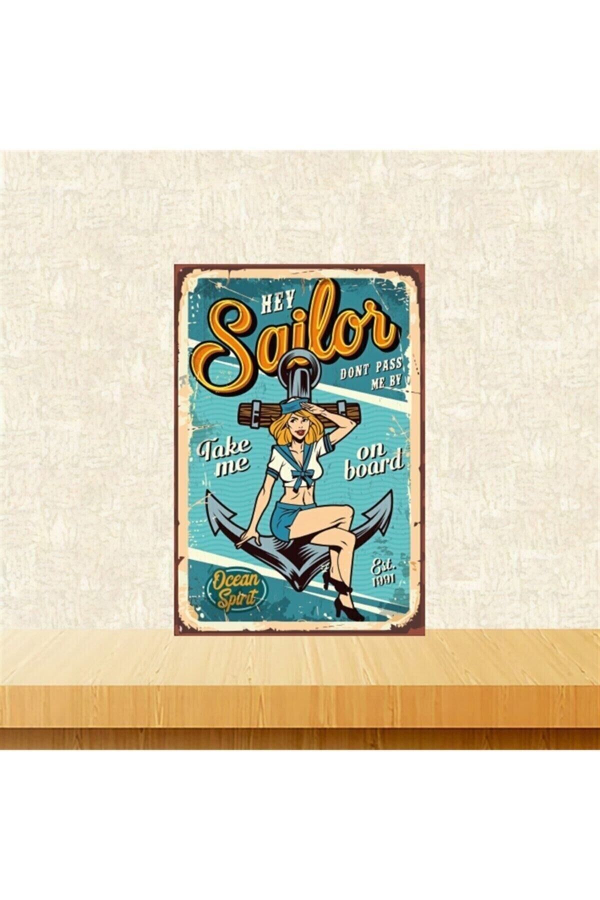 Hey Sailors 20-30 Cm Retro Ahşap Tablo Tkfx5173