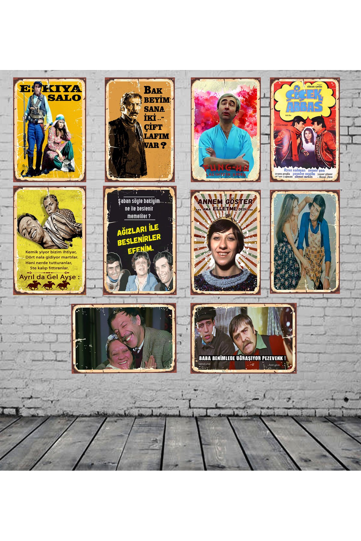 Yeşilçam Münir Özkul Şener Şen Kemal Sunal Adile Naşit Temalı 10 Adet 20 x 30 CM MDF Duvar Tablosu