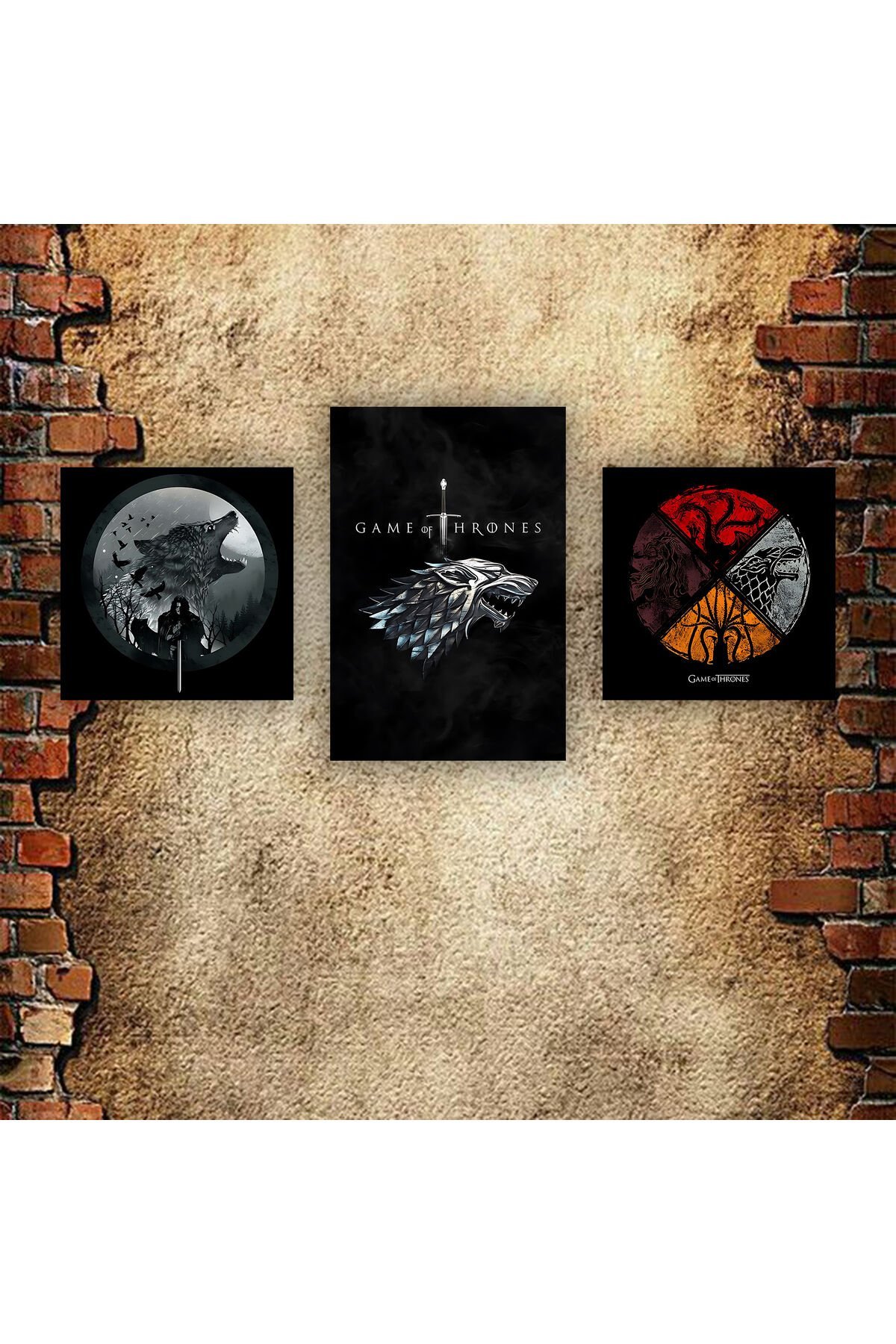 Game Of Thrones 20x30 ve 20x20 Ebatlar 3 adet Retro Ahşap Poster Mdf