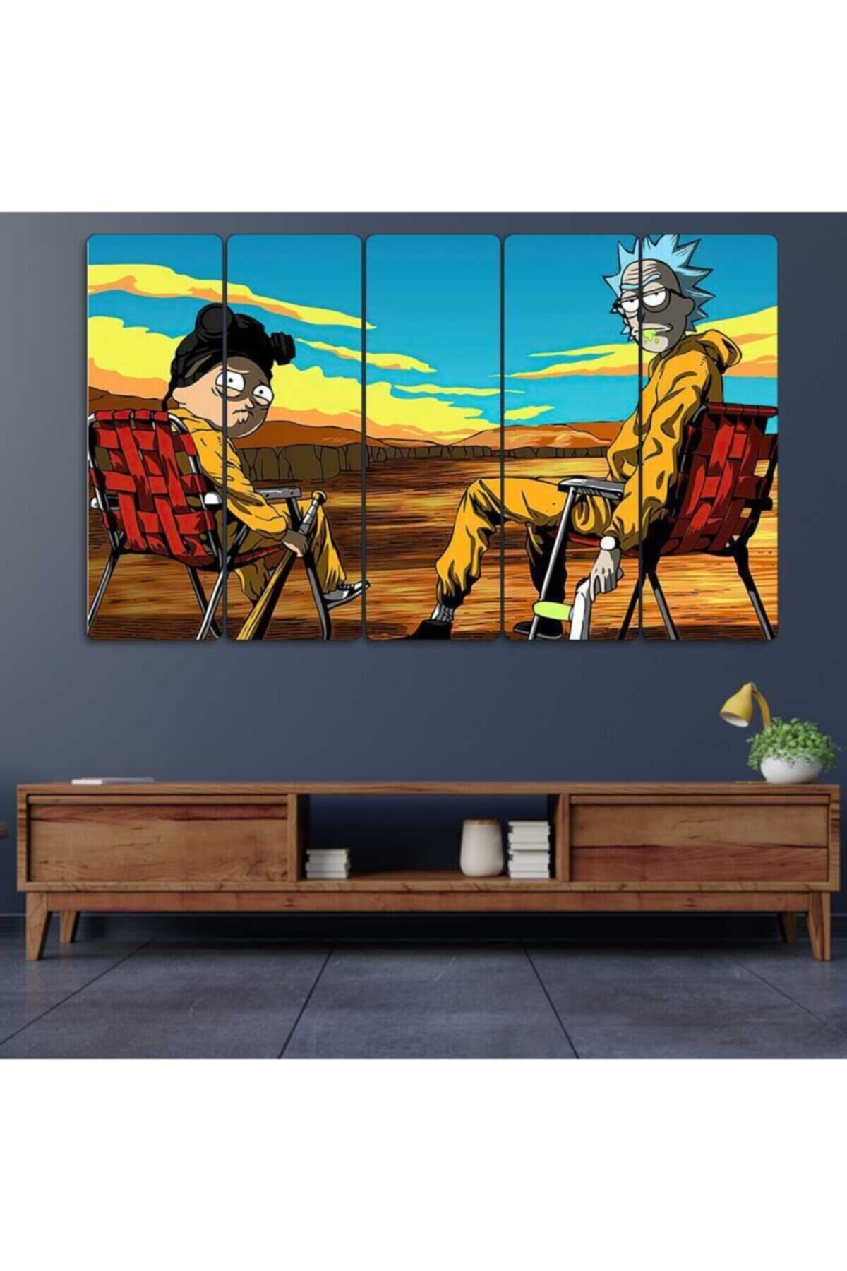 Rick And Morty - 5 Parçalı Tablo