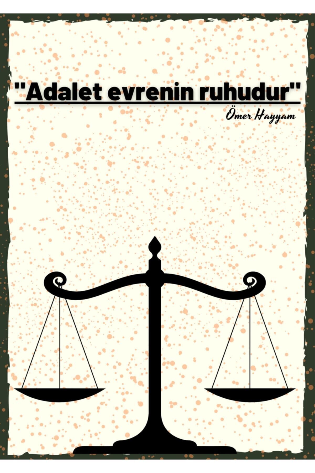 Adalet Evrenin Ruhudur Retro Ahşap Poster