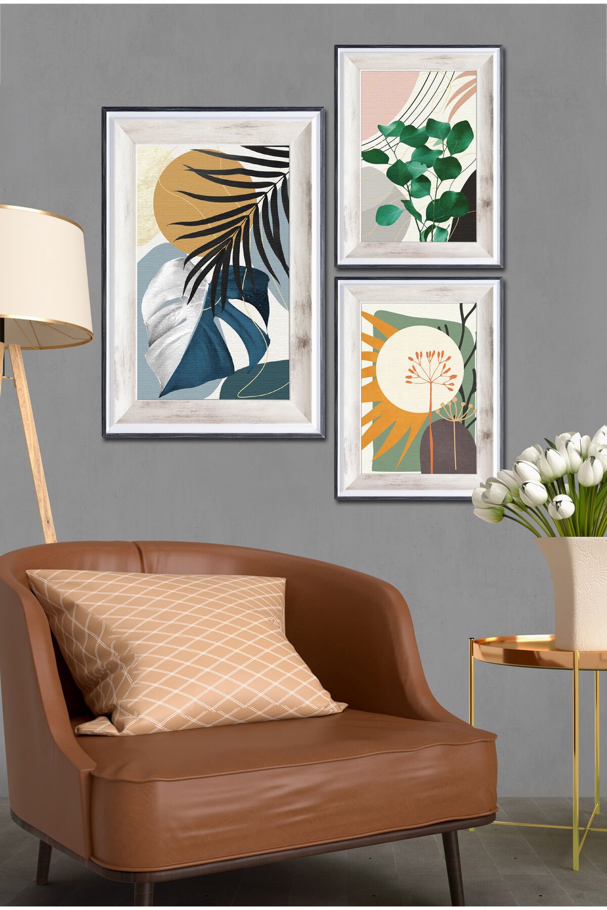 Parçalı Çerçeve Görünümlü Mdf Tablo Seti DNS