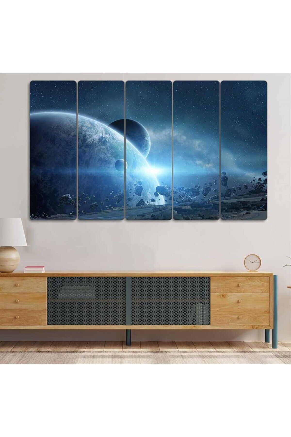 Uzaydan Dünya Gün Doğumu - 5 Parçalı Tablo