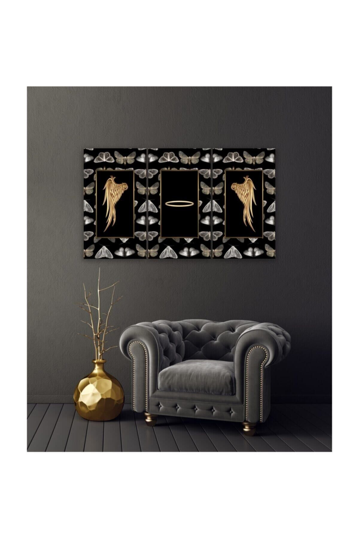 Hediyelik,dekoratif- Kelebek Kanatları 3 Parça Mdf Tablo