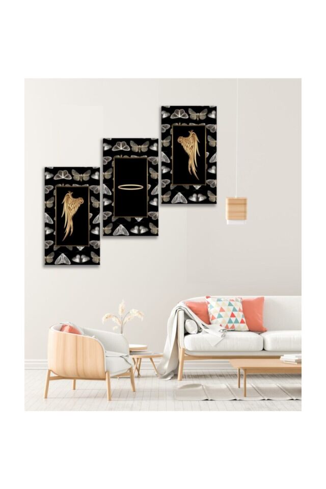 Hediyelik,dekoratif- Kelebek Kanatları 3 Parça Mdf Tablo