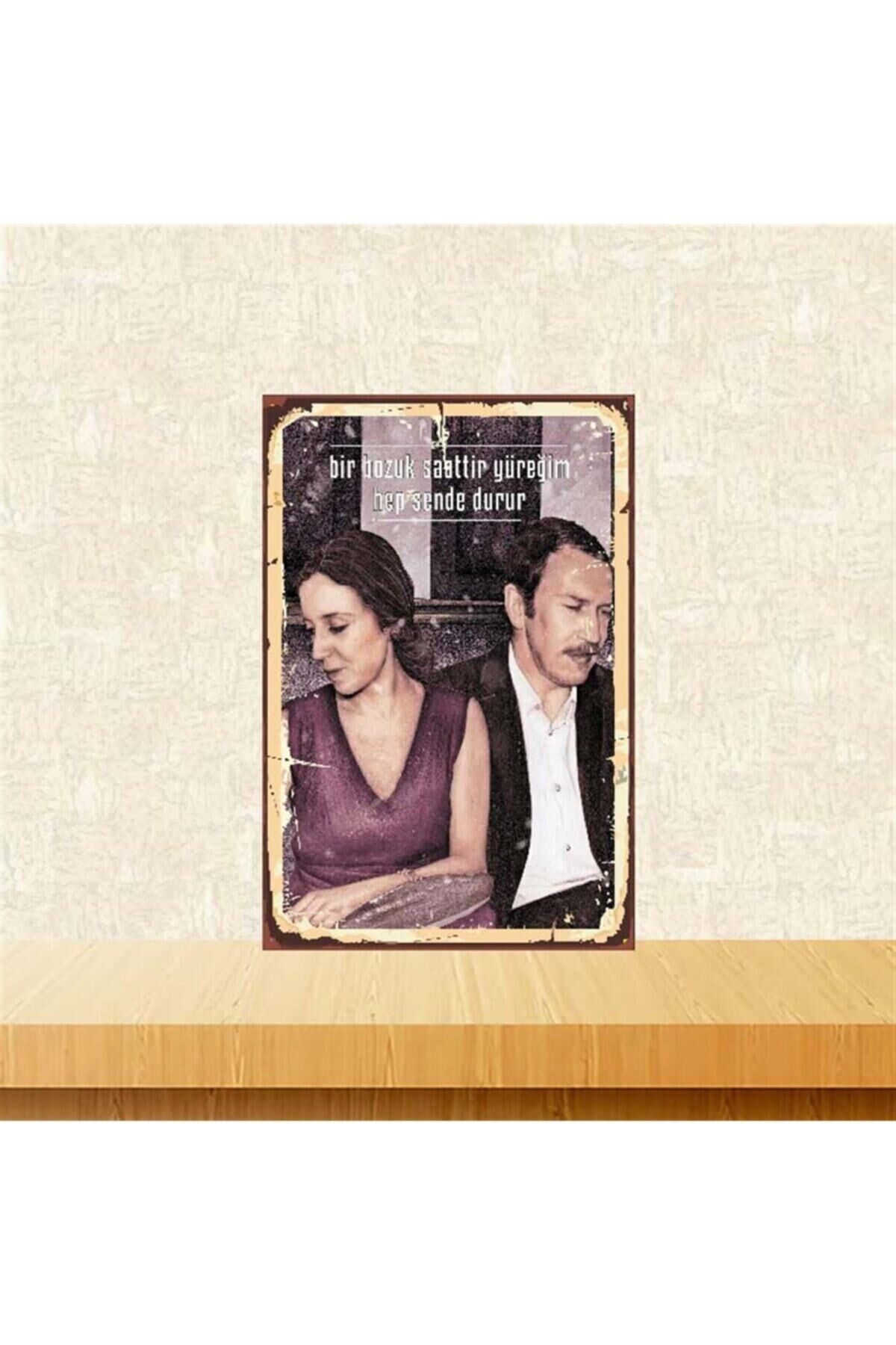 Hep Sende Durur Turgut Uyar 20x30 cm Retro Ahşap Poster Tkfx3701