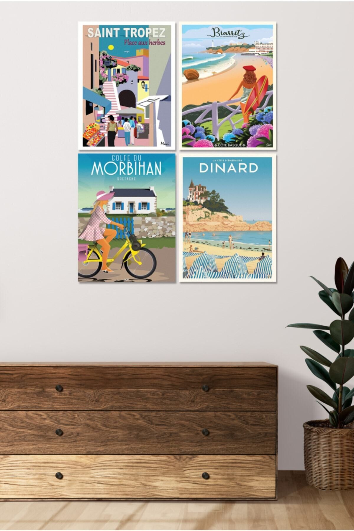 4 Parçalı Çerçeve Görünümlü Mdf Tablo Seti Dnu013