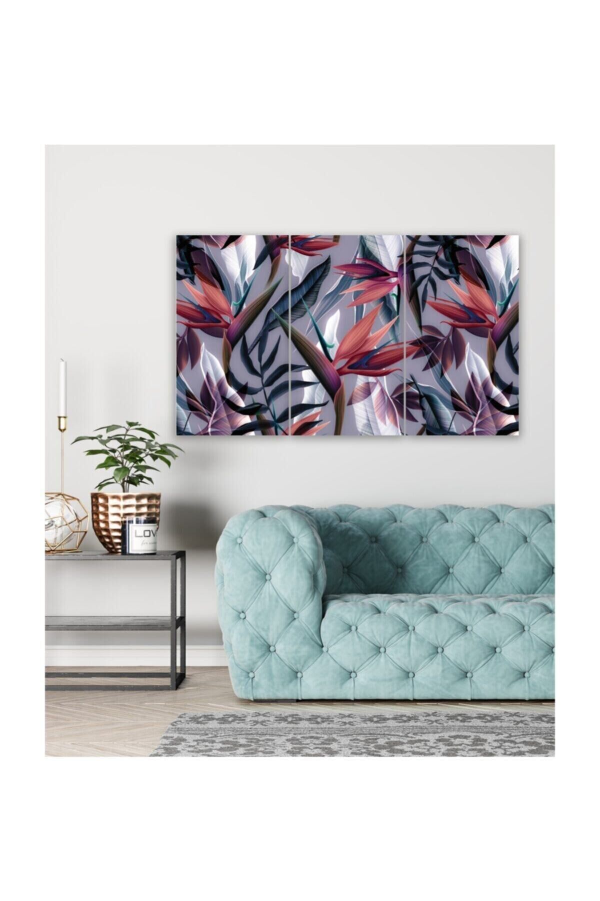 Hediyelik,dekoratif- Tropikal Yapraklar 3 Parça Mdf Tablo 5
