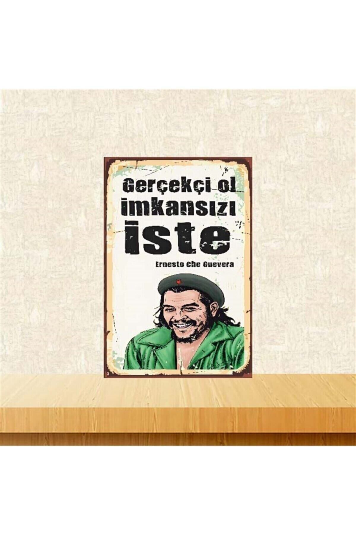 Imkansızı Iste Ernesto Che Guevera 20-30 Cm Retro Ahşap Poster