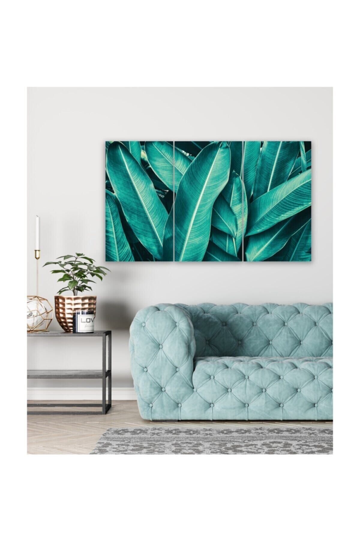 Hediyelik,dekoratif- Tropikal Yapraklar 3 Parça Mdf Tablo 3