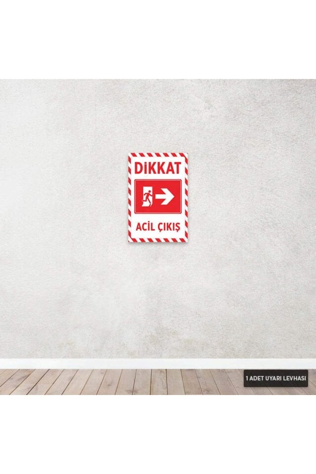 U1218 - Acil Çıkış Sağ Yöne Dekota Uyarı Levhası (20x30cm)