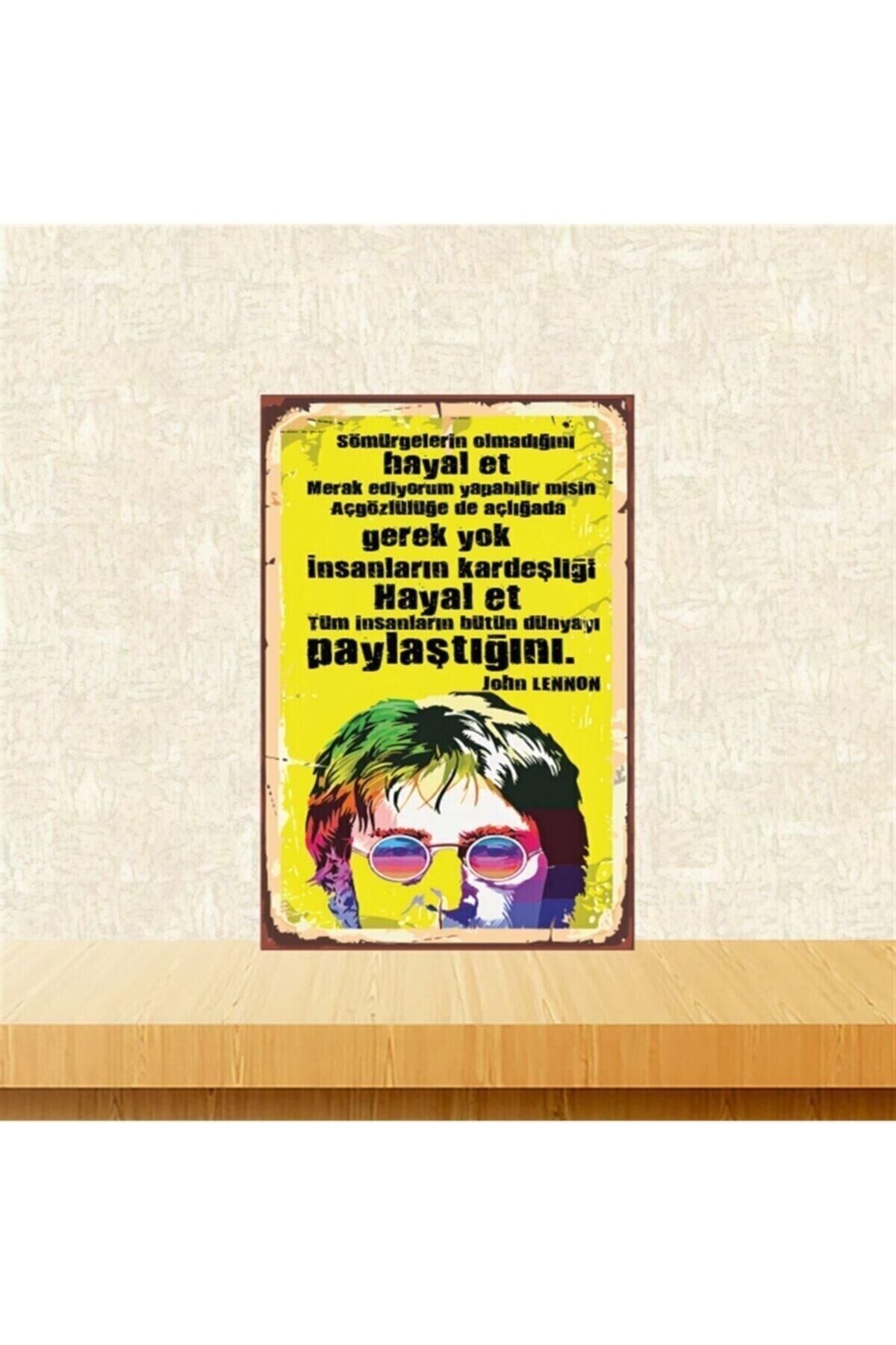 John Lennon Hayal Et 20-30 Cm Retro Ahşap Poster Tkfx4366
