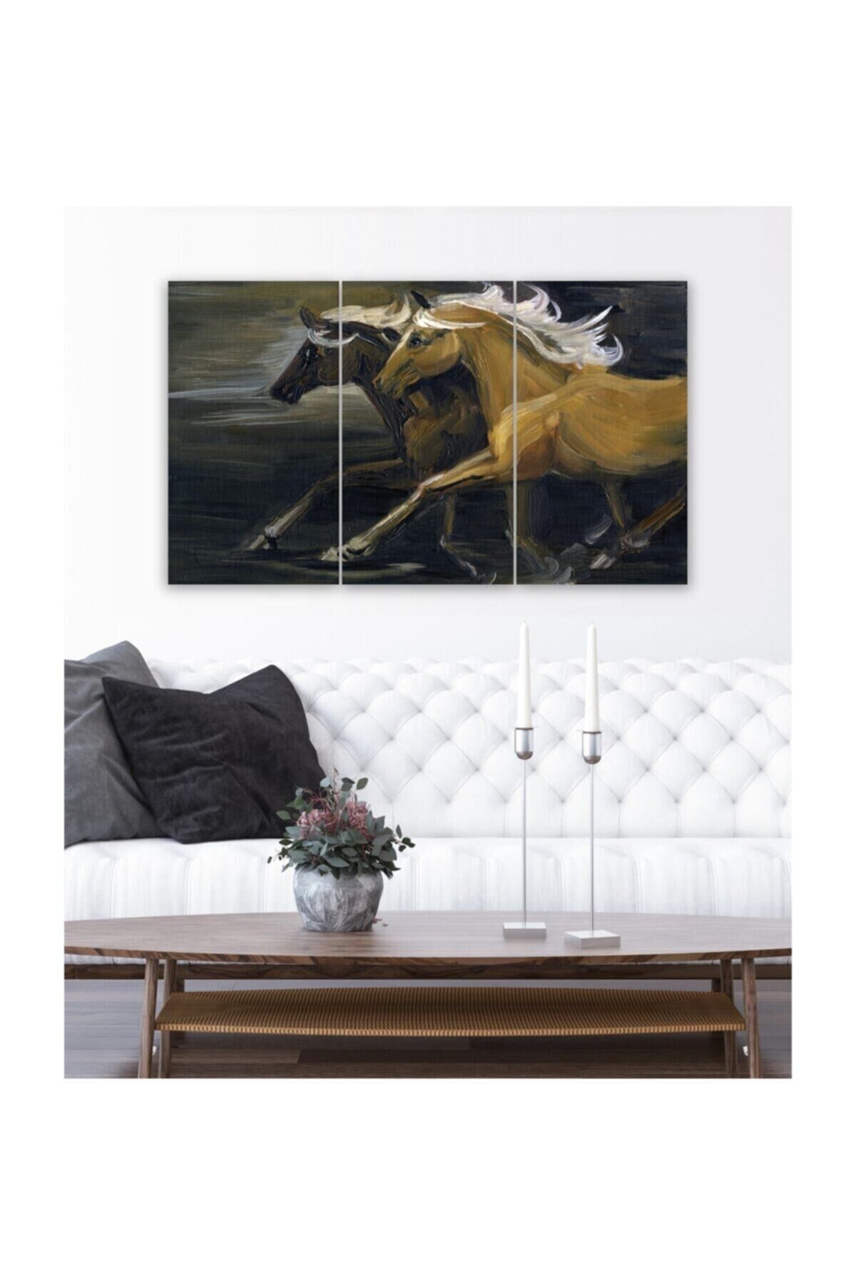Hediyelik,dekoratif- Koşan Atlar 3 Parça Mdf Tablo 3