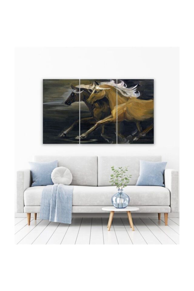 Hediyelik,dekoratif- Koşan Atlar 3 Parça Mdf Tablo 3