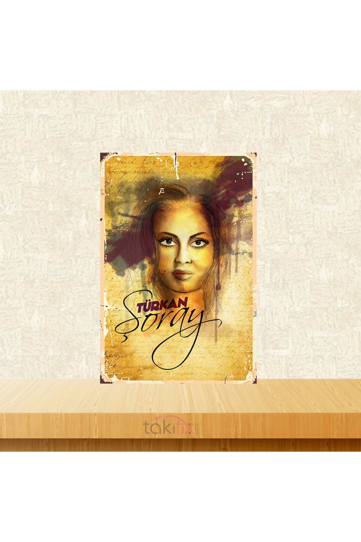 Türkan Şoray Tasarımlı 20x30 Cm Retro Ahşap Tablo