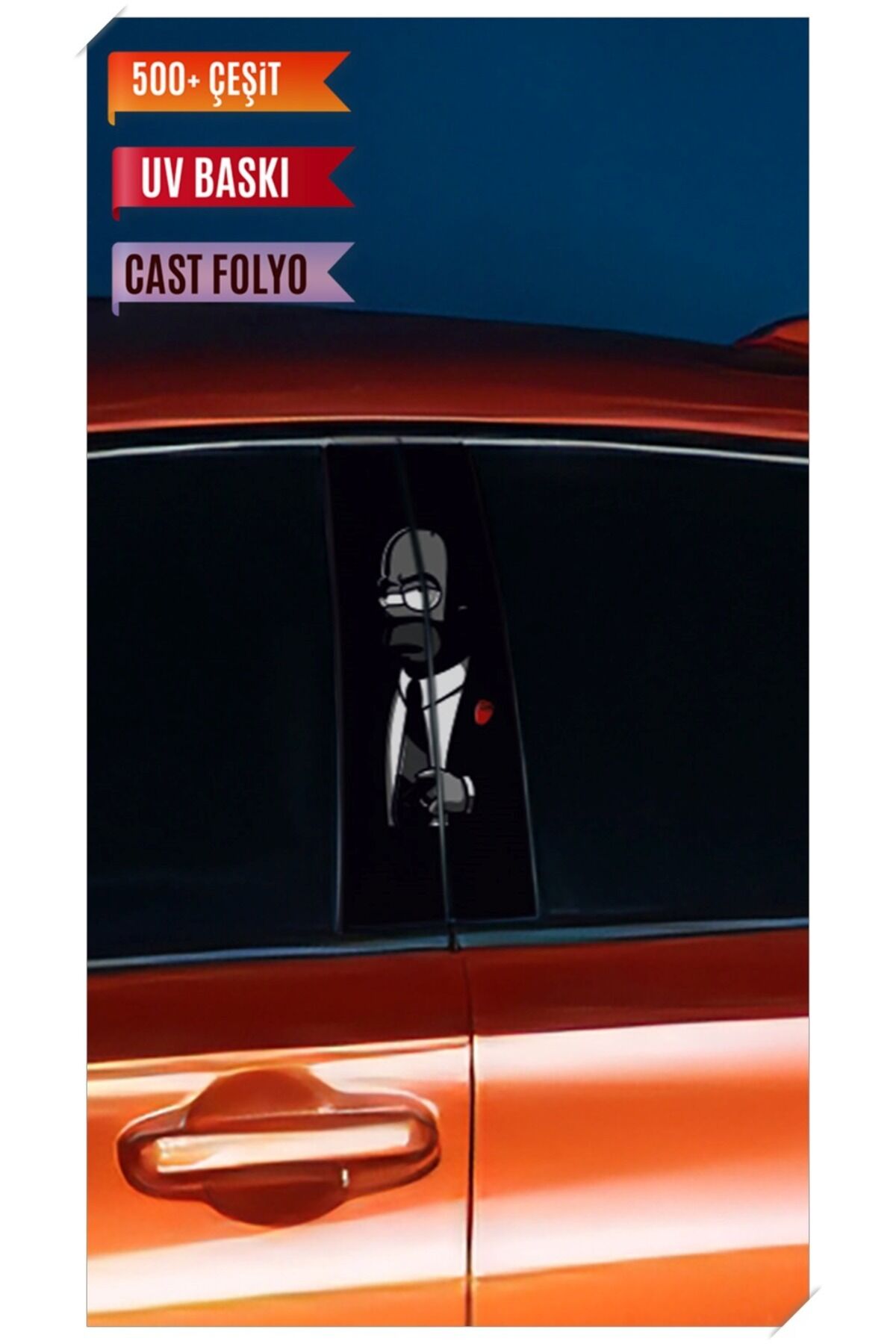 Araç Kapı Direk Kaplama Folyosu Simpson Desenli (Sağ Sol Takım) (2 Adet) - 22x50 Cm