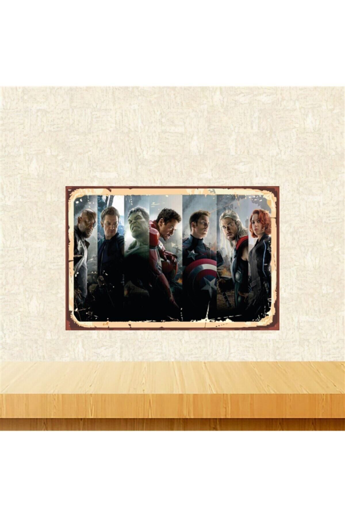 Marvel Tasarımlı 20-30 Cm Retro Ahşap Tablo Tkfx5712