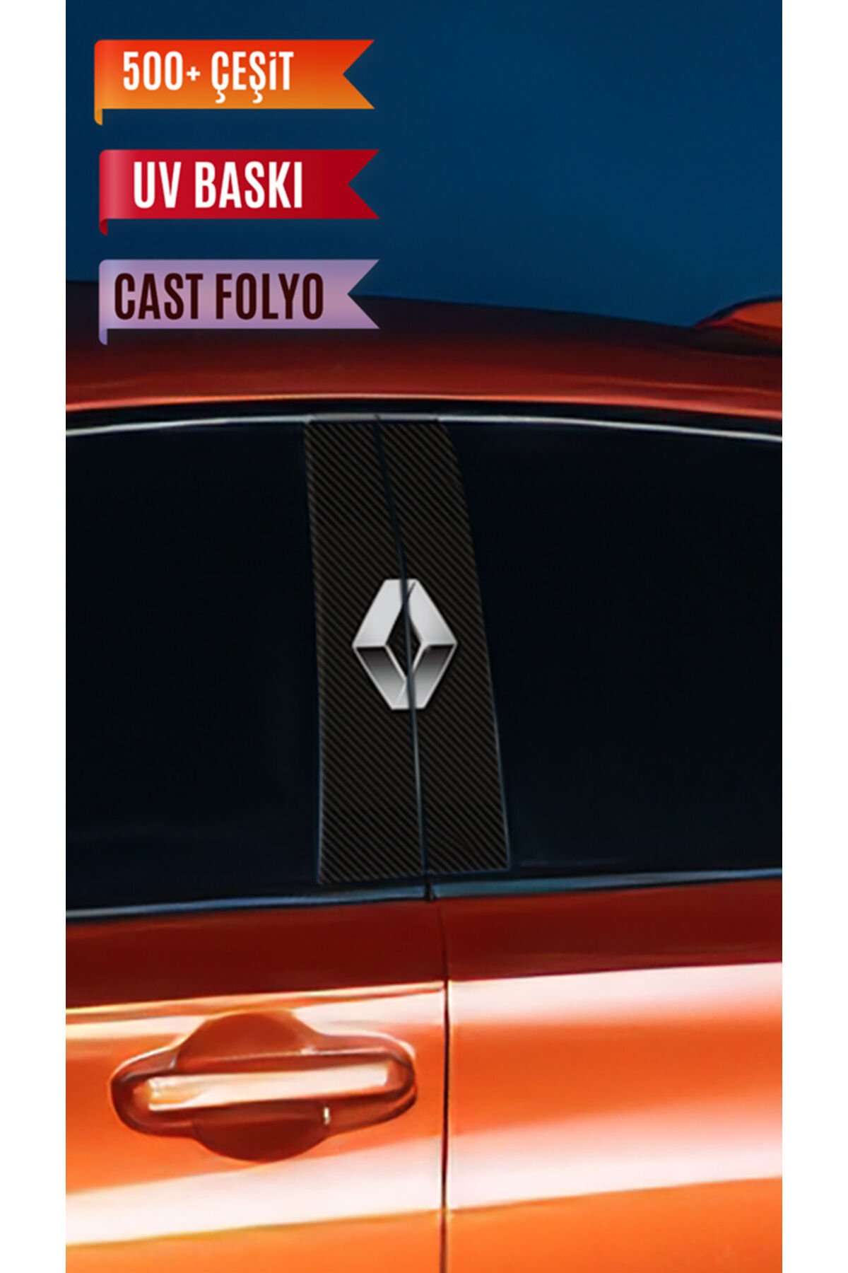 Araç Kapı Direk Kaplama Folyosu Araba Markaları (Sağ Sol Takım) (2 Adet) - 22x50 Cm