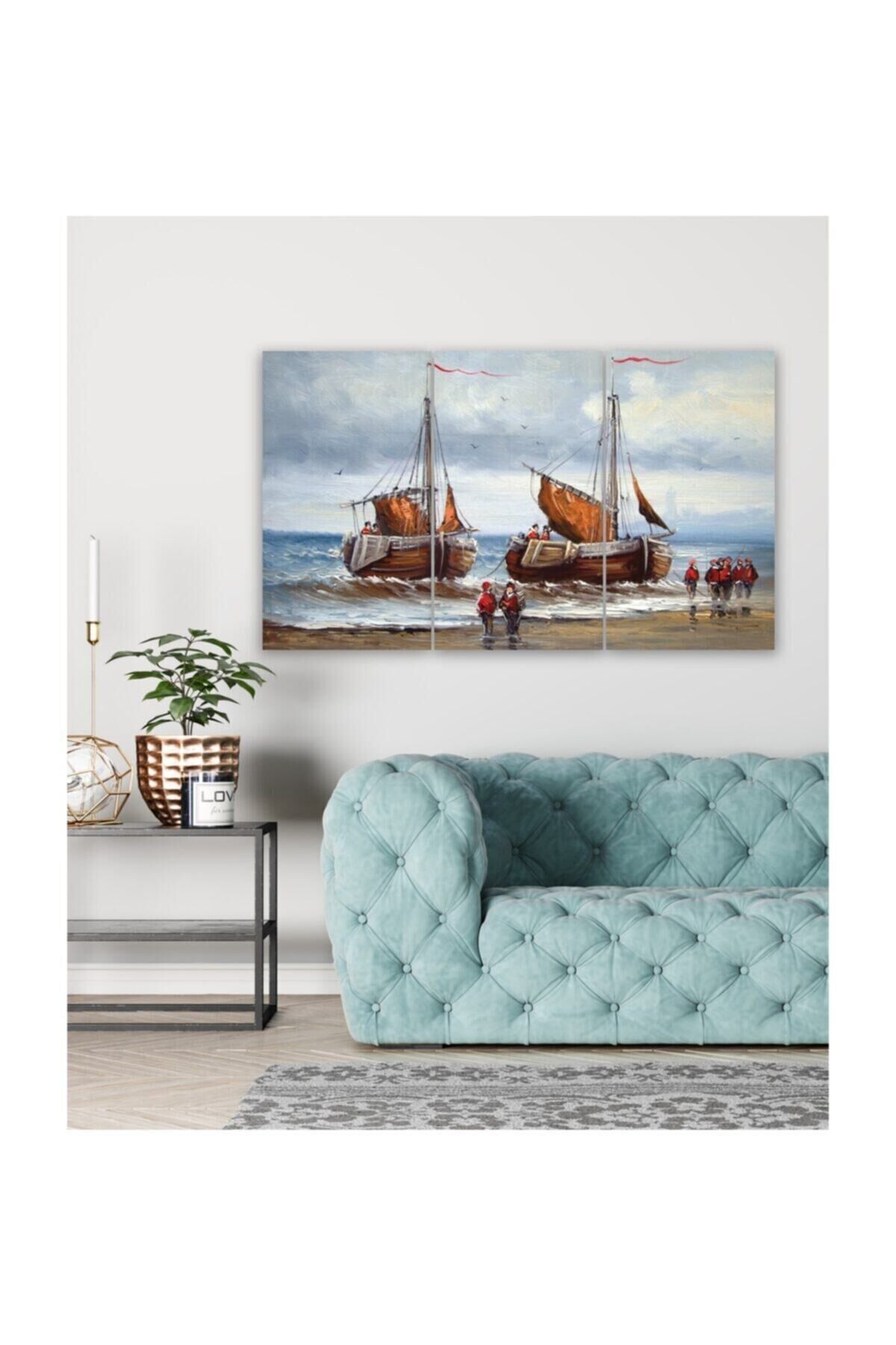 Hediyelik,dekoratif- Denizde Yelkenliler 3 Parça Mdf Tablo