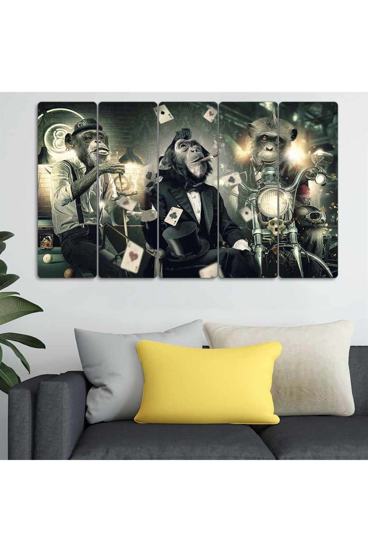 Çılgın Maymunlar - 5 Parçalı Tablo