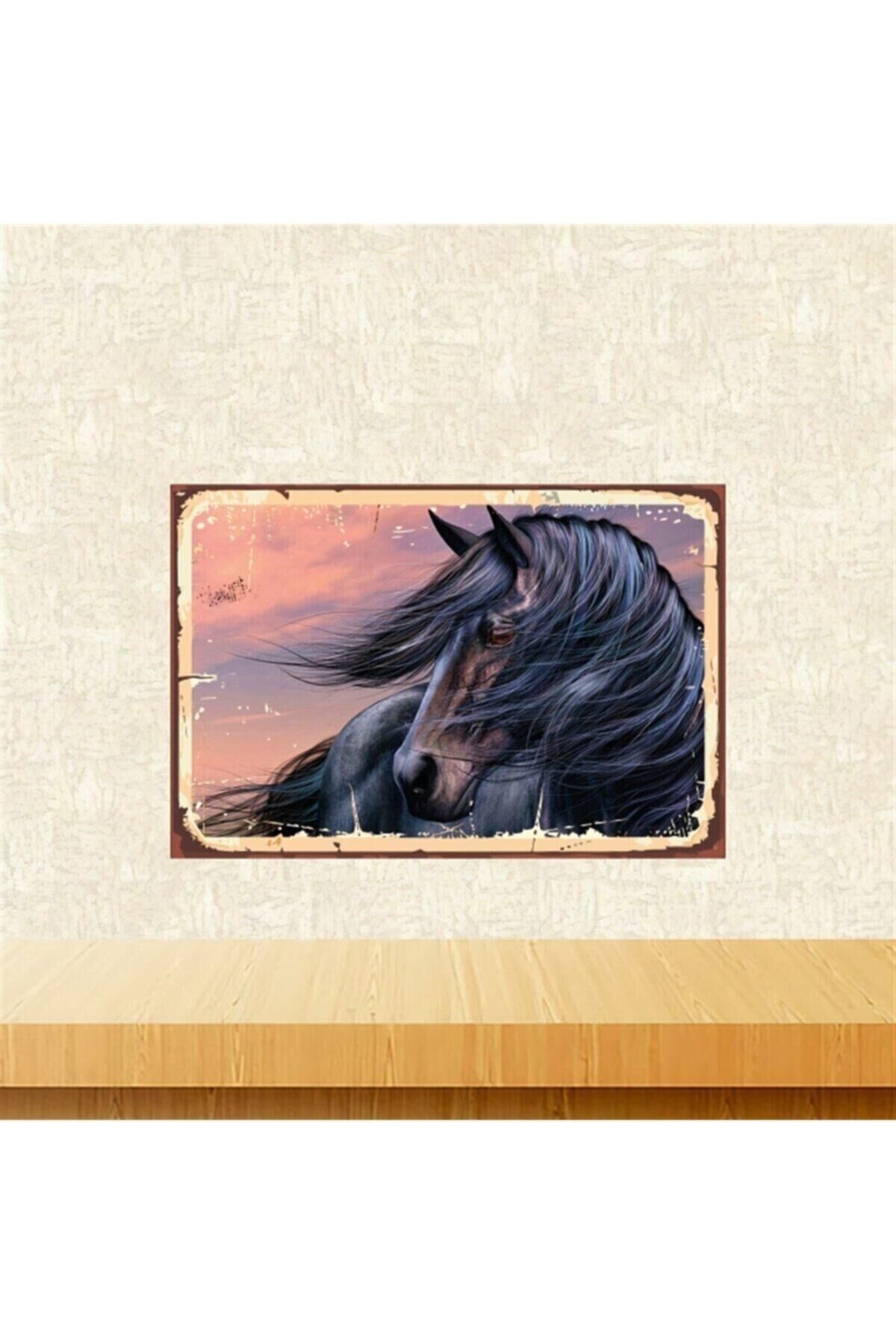 At Tasarımlı 20-30 Cm Retro Ahşap Poster Tkfx4383