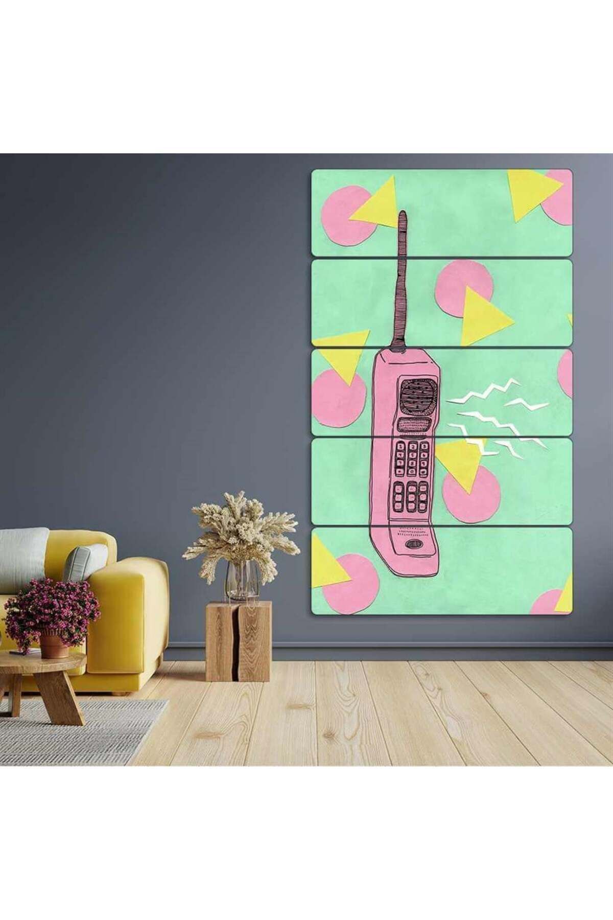 90'lar Nostalji Cep Telefonu - 5 Parçalı Tablo
