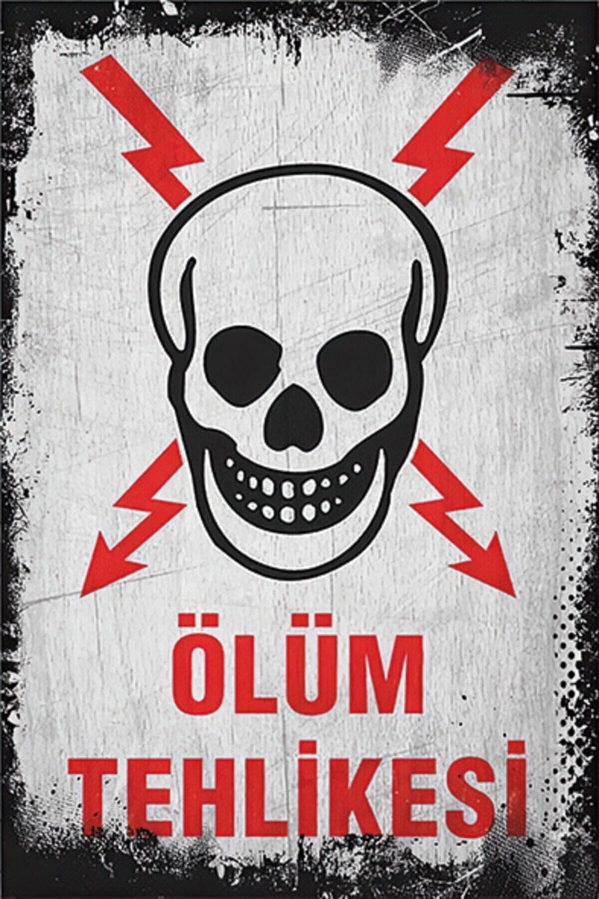 Tehlike Temalı Retro Ahşap Poster