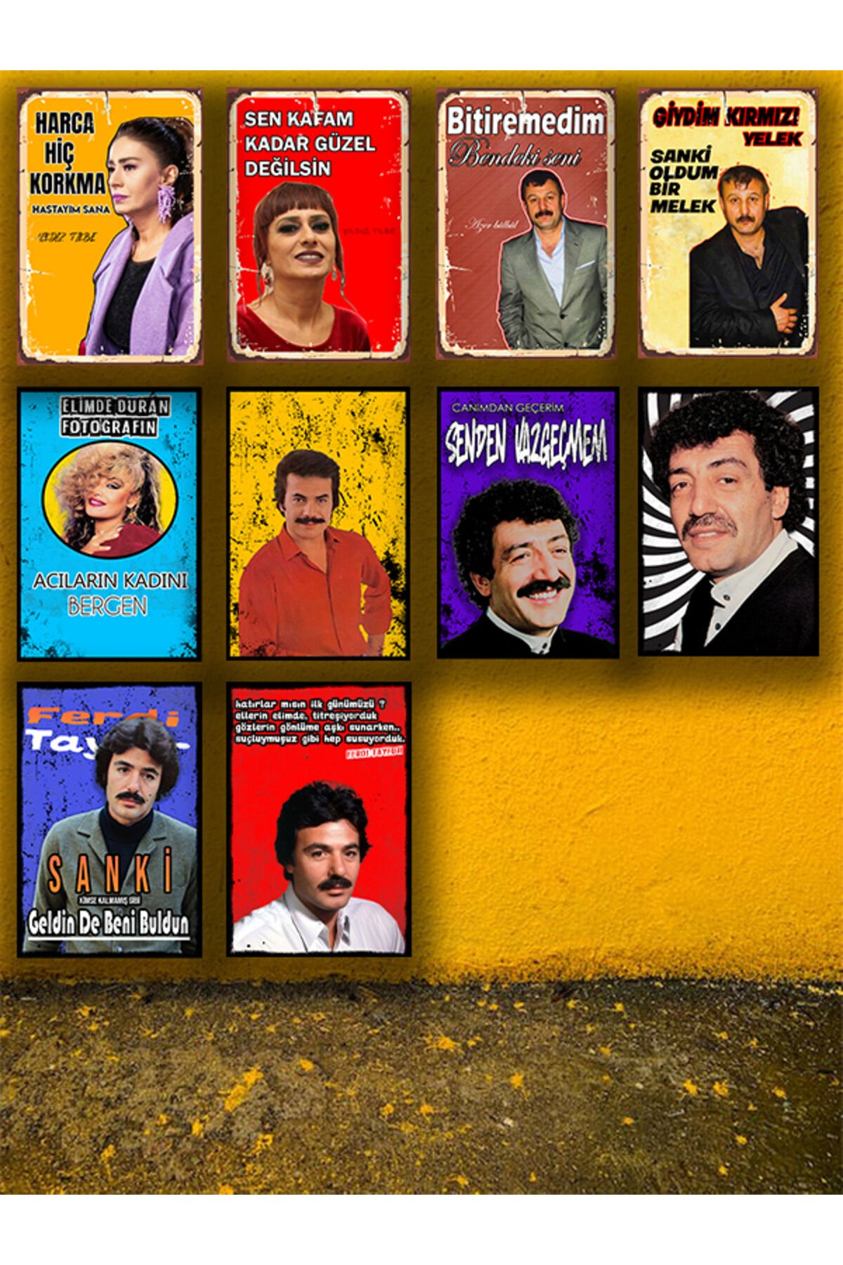 Arabeskçi Seti 10 Adet 20x30 Cm Retro Ahşap Tablo