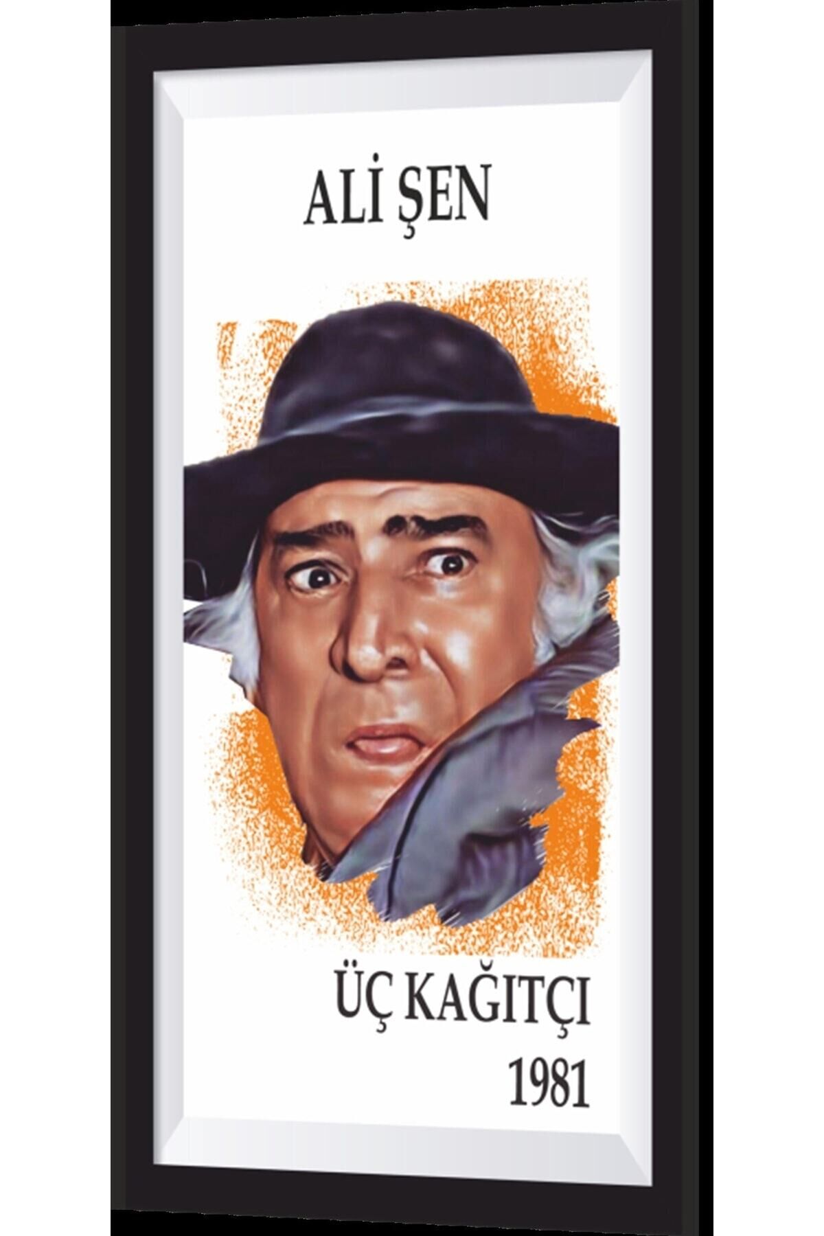 Ali Şen Üç Kağıtçı Yeşilçam Çerçeve Görünümlü Retro Ahşap Poster