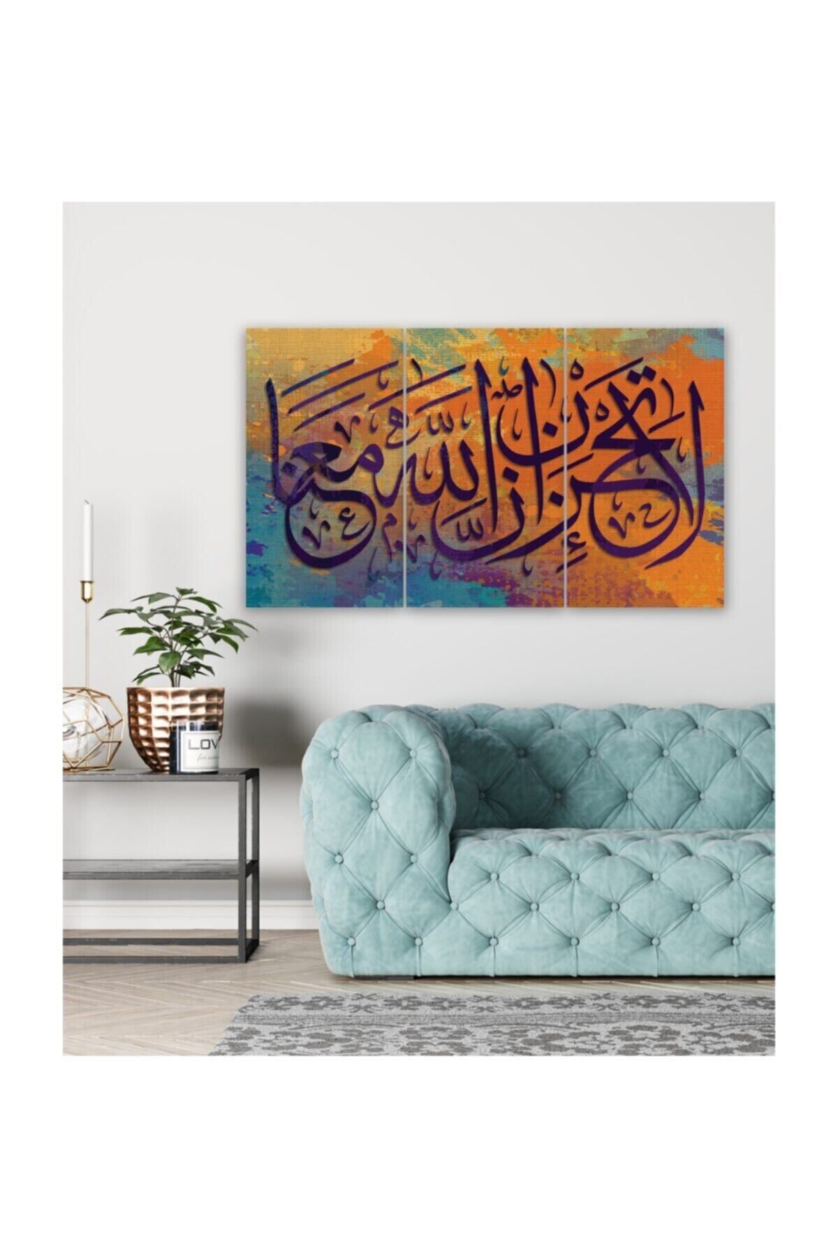 Hediyelik,dekoratif- Üzülme Allah Bizimle Beraberdir 3 Parça Mdf Tablo