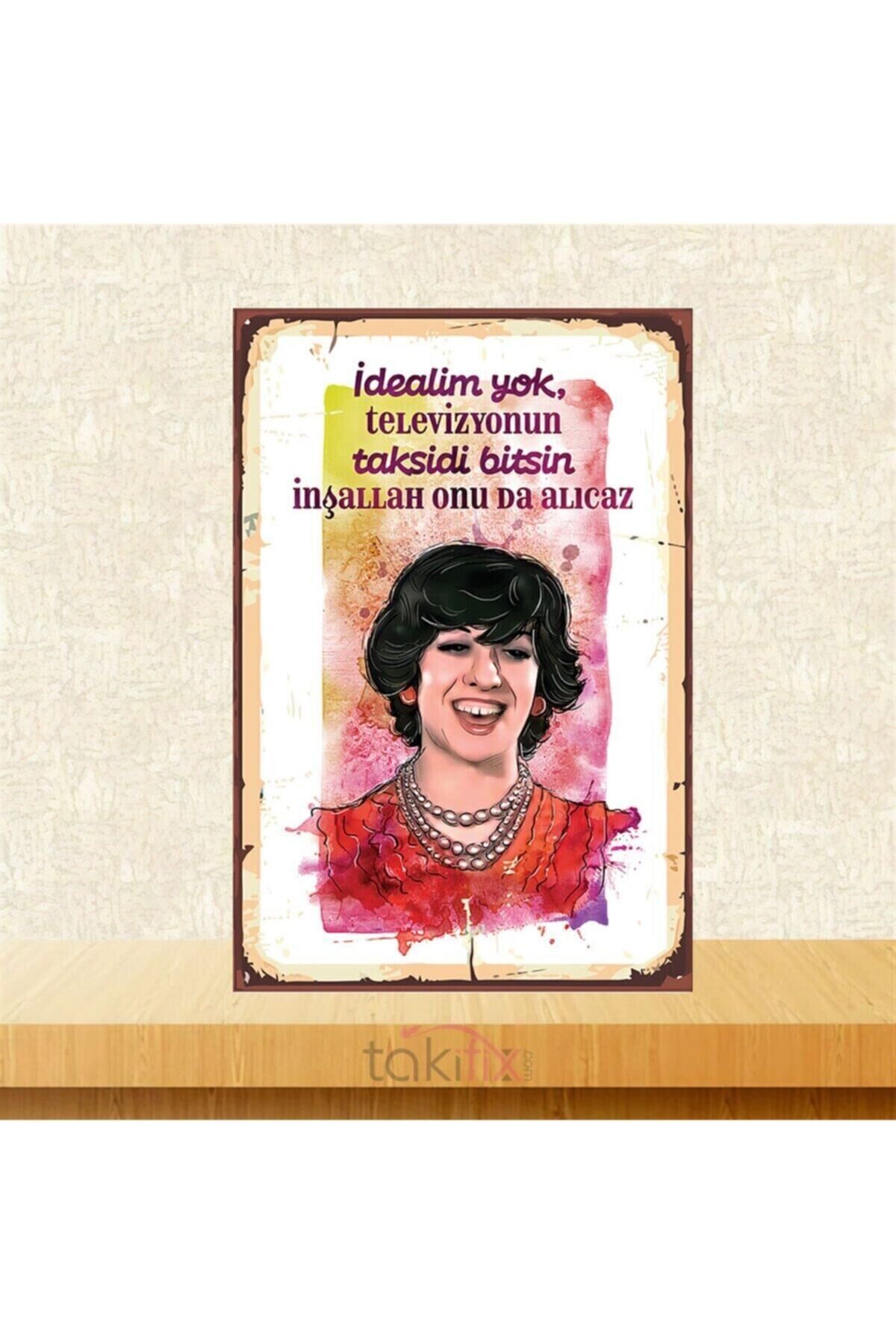 Idealim Yok Ayşen Gruda 20-30 cm Retro Ahşap Poster