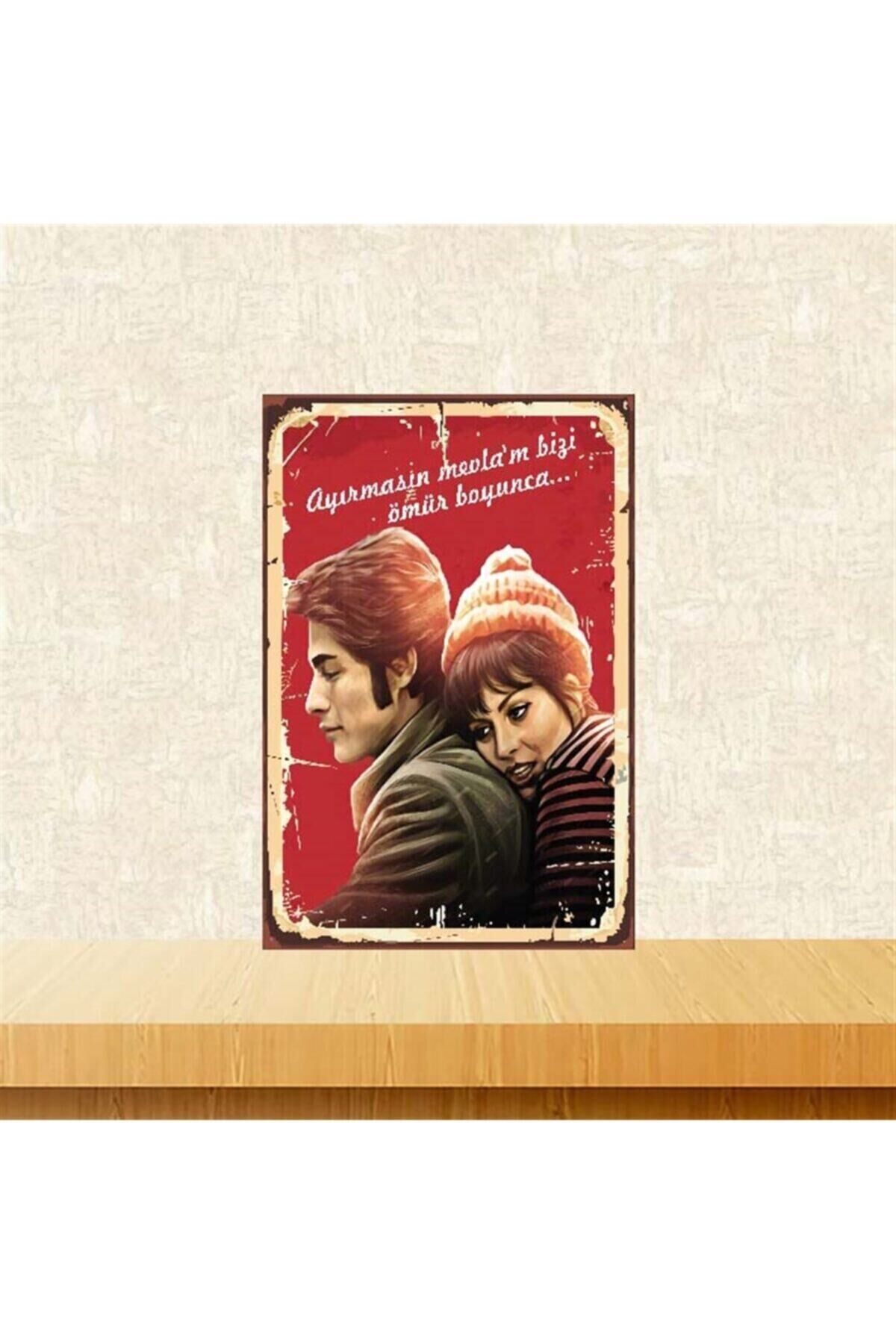 Türkan Şoray Kadir Inanır Retro Ahşap Poster