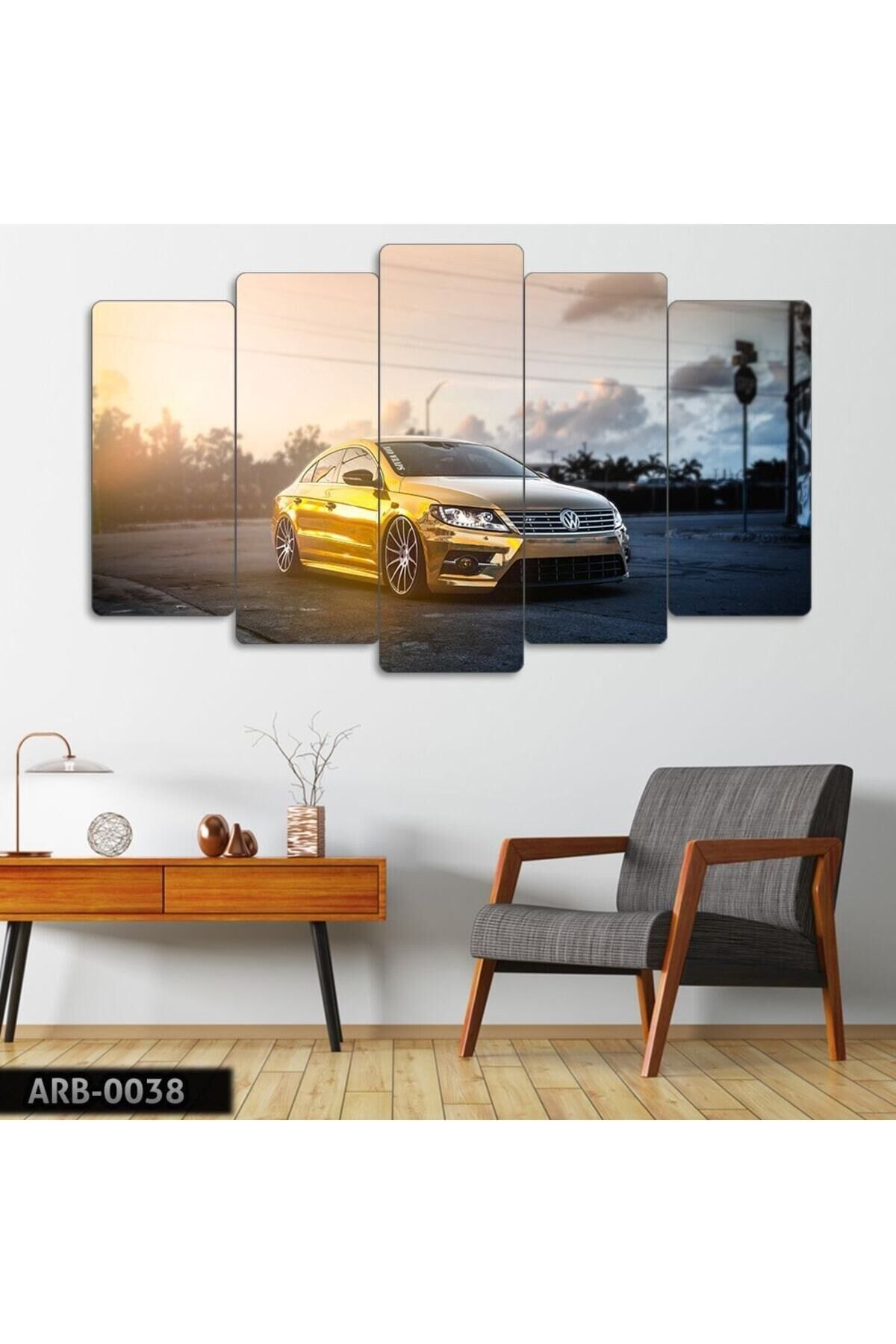 Sarı Volkwagen Passat - 5 Parçalı Araba Tablo