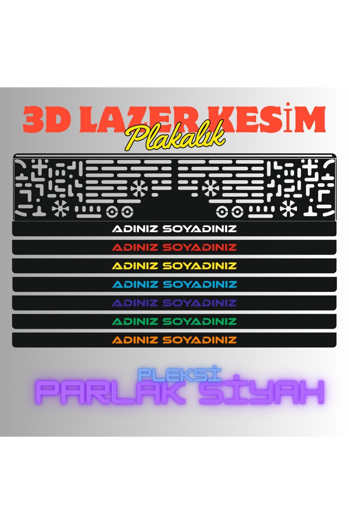 Kişiye Özel Lazer Kesim Piano Black Pleksi Plakalık ( 2 Adet)