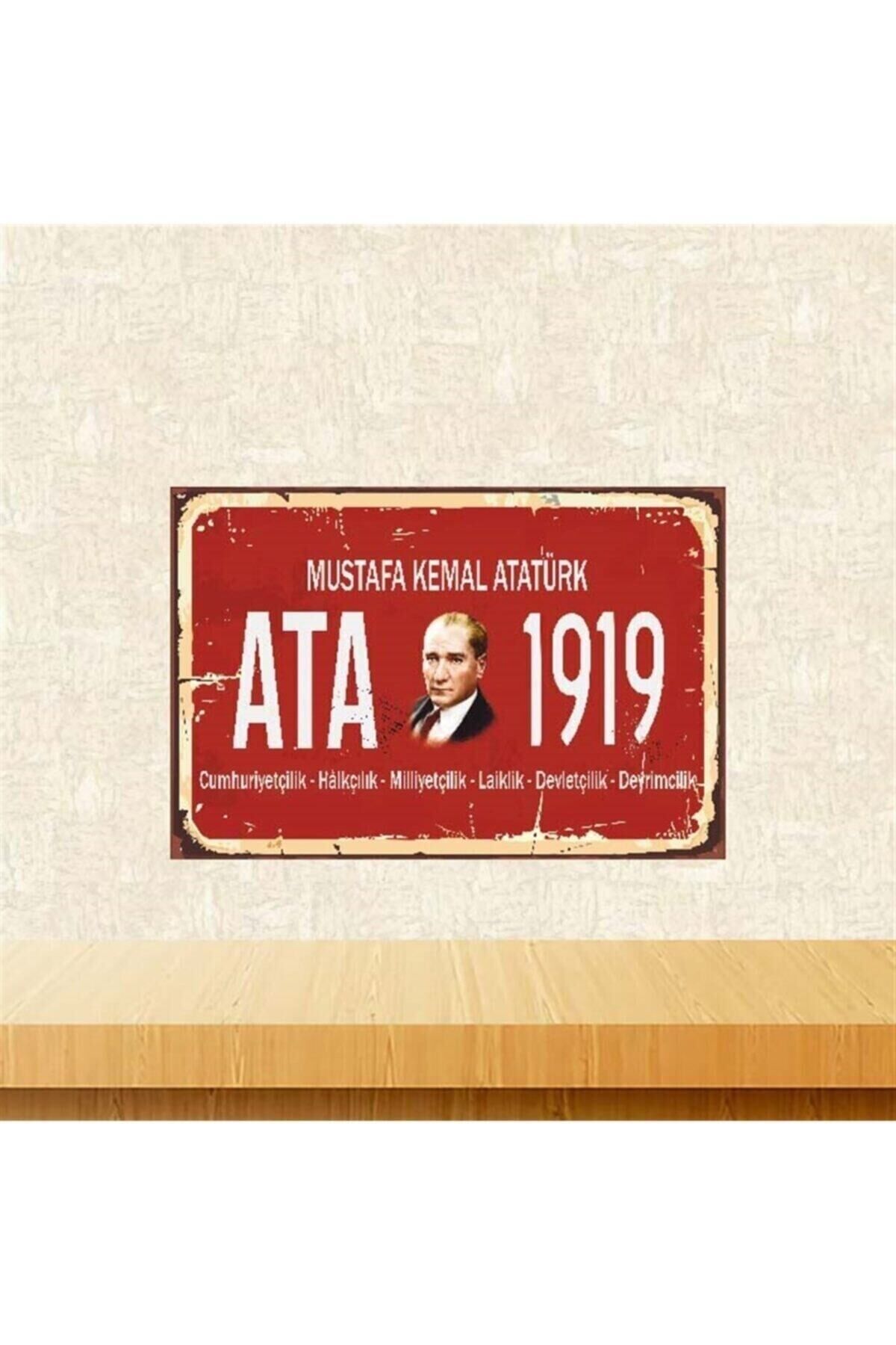 Ata 1919 20-30 Cm Retro Ahşap Poster