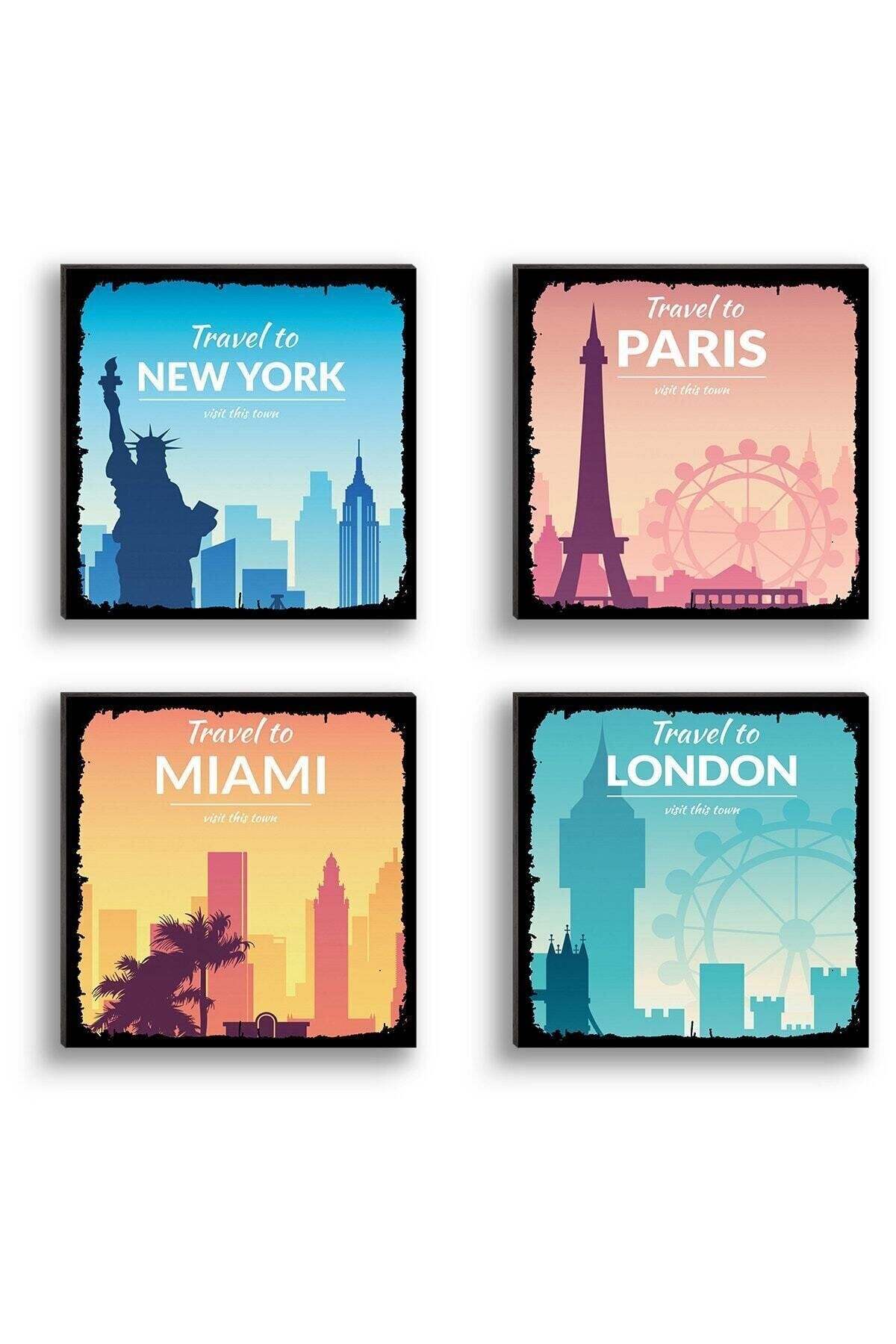City Travel 4'lü Tablo Set
