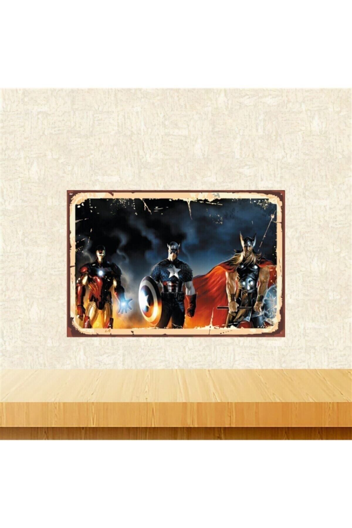 Avangers Tasarımlı 20-30 Cm Retro Ahşap Tablo Tkfx5609