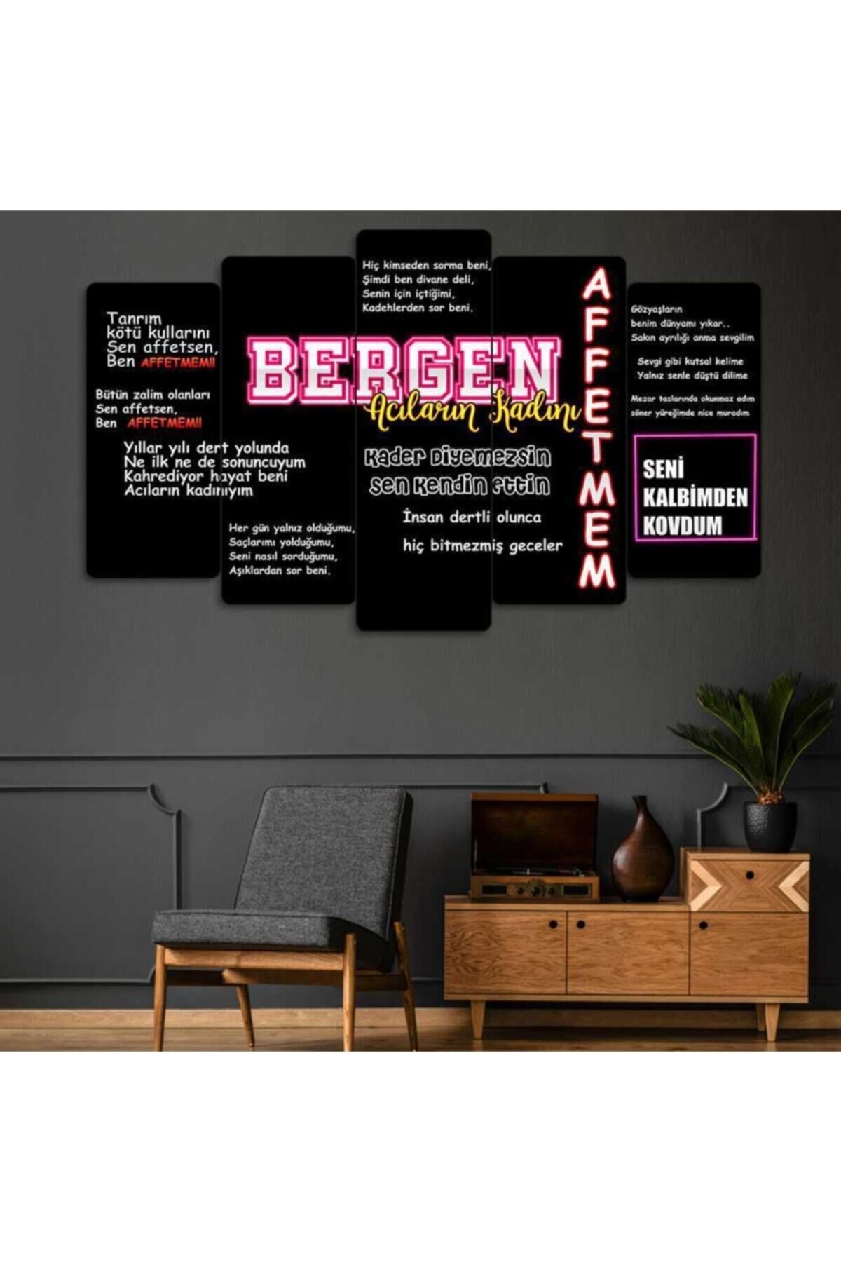 Bergen Şarkı Sözleri 5 Parçalı Tablo