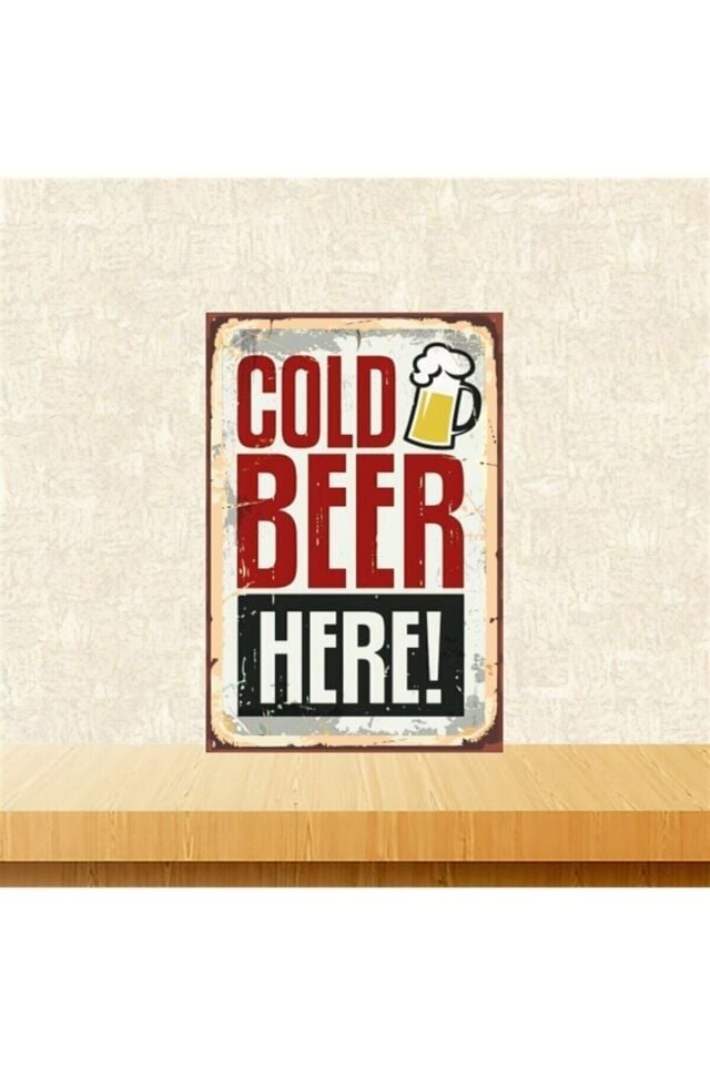 Gold Beer Here 20-30 Cm Retro Ahşap Tablo Tkfx5134