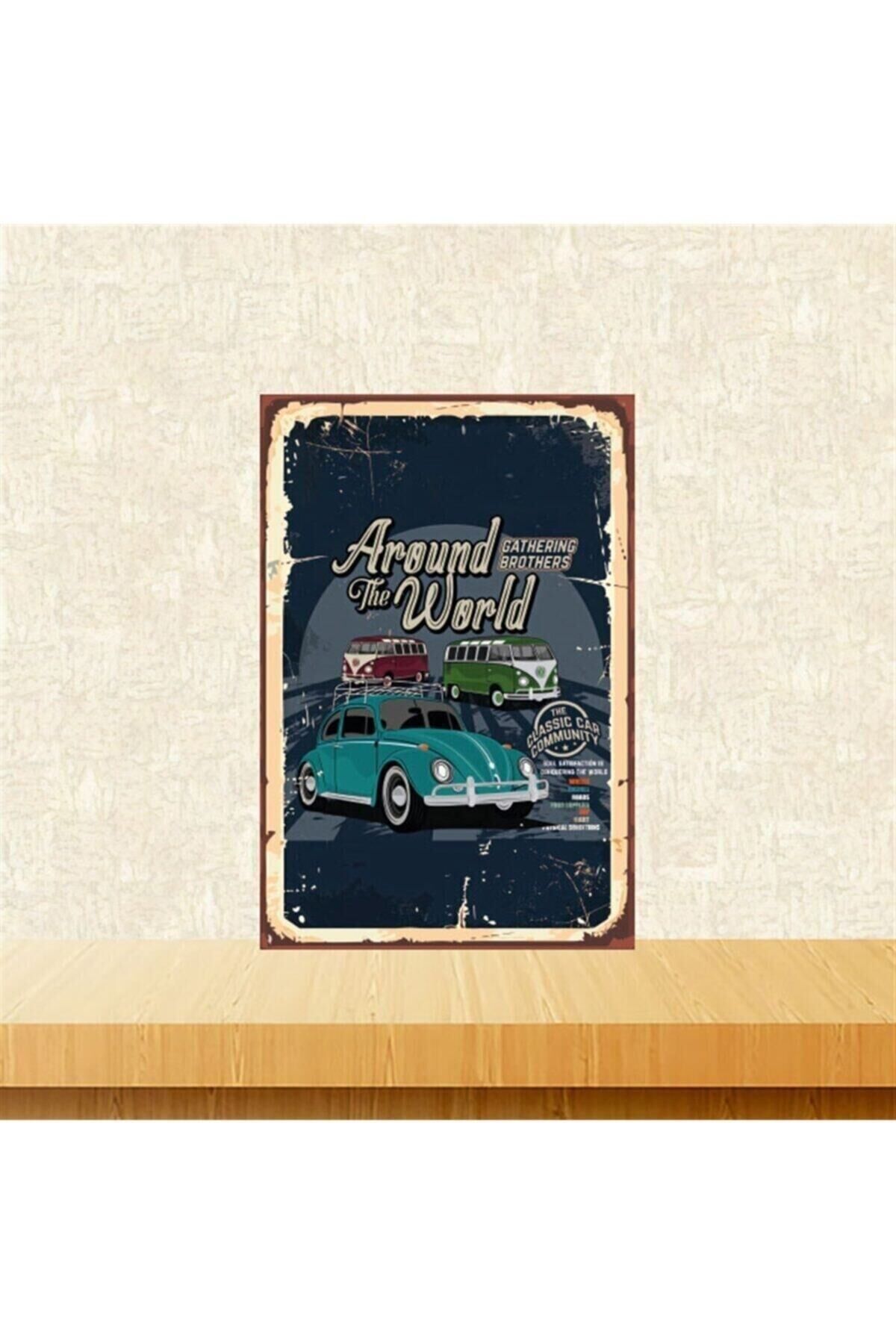 Around The World 20-30 Cm Retro Ahşap Tablo Tkfx5231