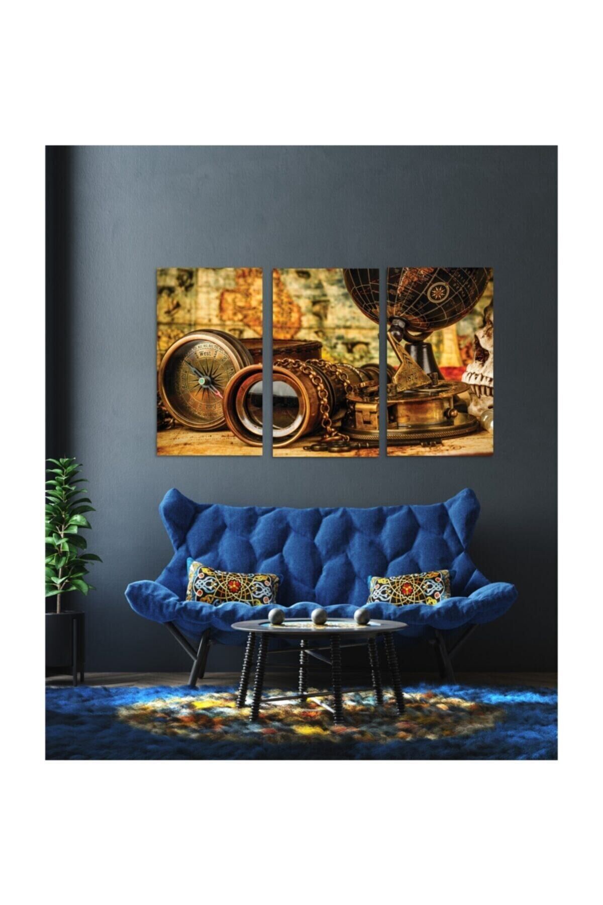 Hediyelik,dekoratif- Antika Küre 3 Parça Mdf Tablo