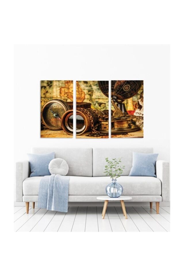 Hediyelik,dekoratif- Antika Küre 3 Parça Mdf Tablo