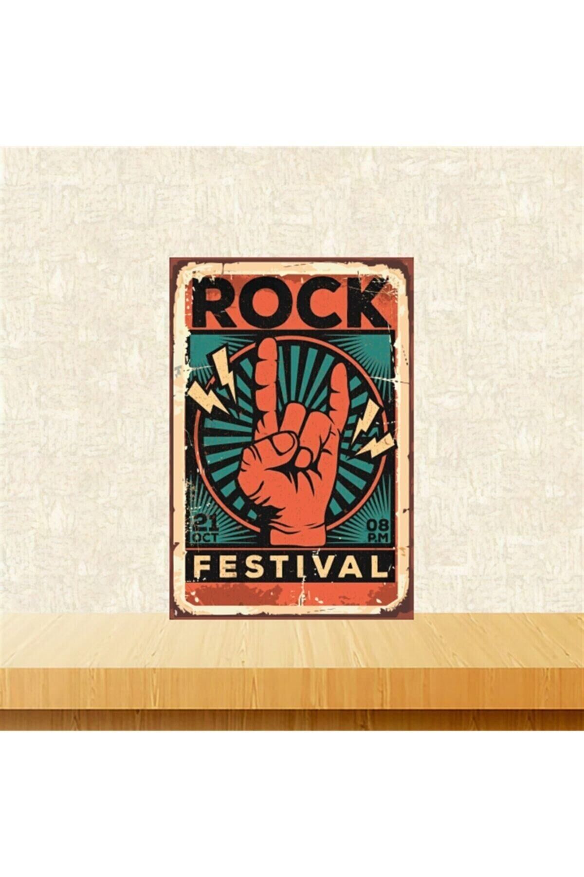 Rock Festival 20-30 Cm Retro Ahşap Tablo Tkfx5254