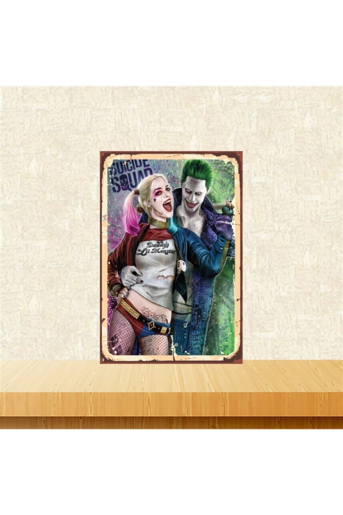 Suicide Squad Joker & Harley 20-30cm Retro Ahşap Tablo Tkfx5367