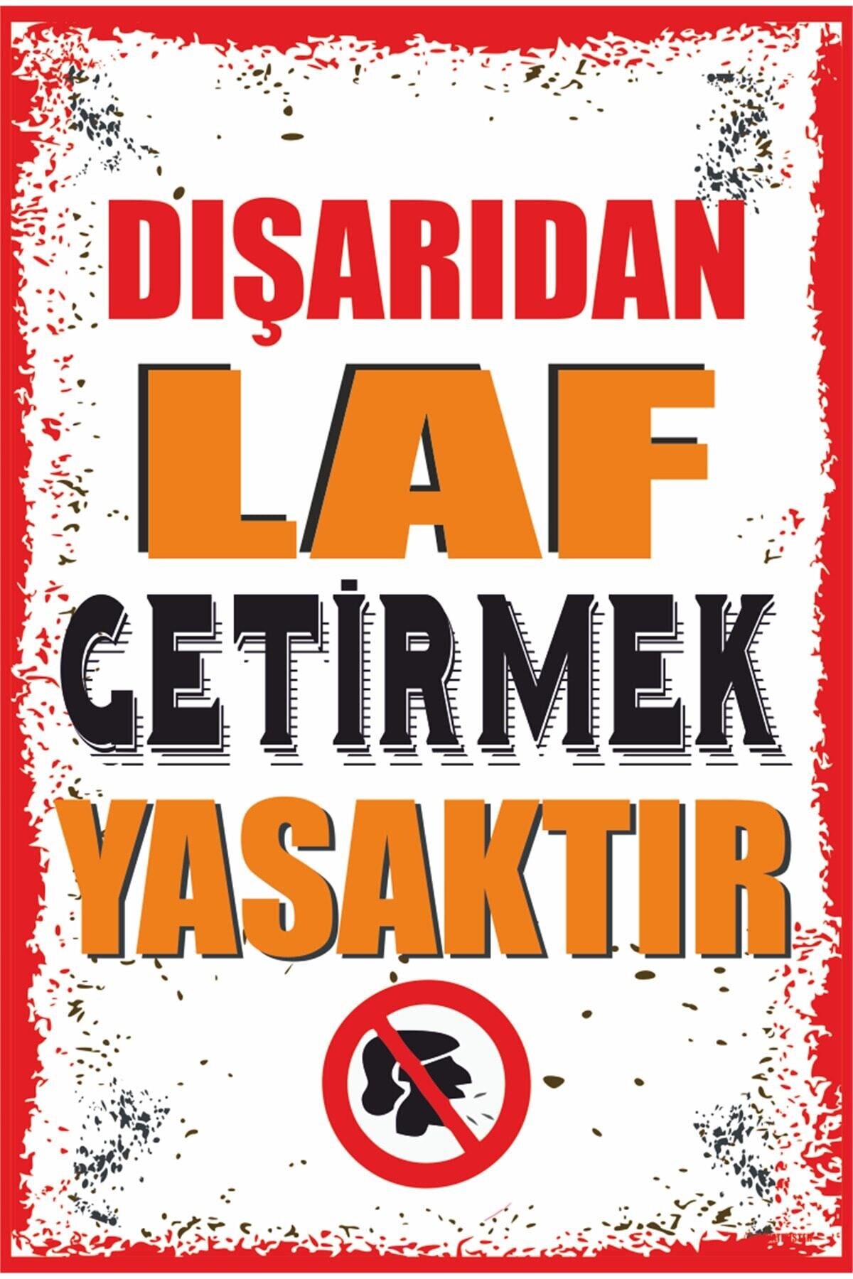 Dışarıdan Stres Laf Getirmek Yasaktır Komik Duvar Yazıları Retro Ahşap Poster