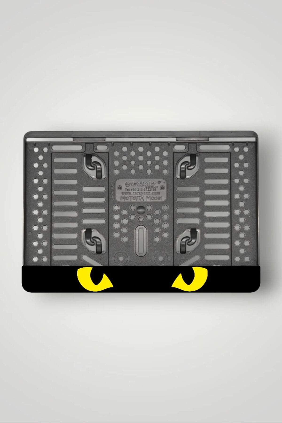 EJDERHA GÖZ ÇİZİMLİ 3D KABARTMALI MODEL 3 SARI PLEKSİ MOTOR PLAKALIĞI