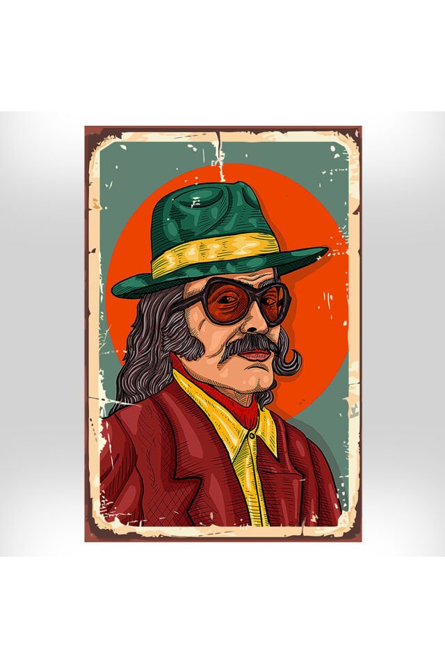 Cem Karaca Tasarımlı 20x30 Cm Retro Ahşap Tablo