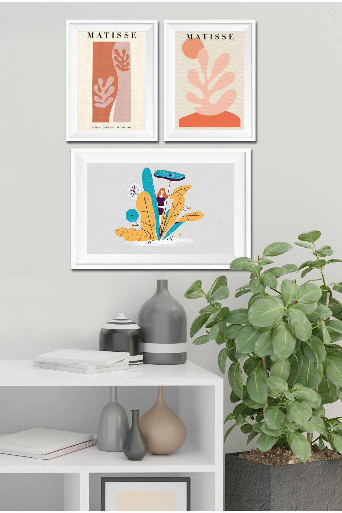 Parçalı Çerçeve Görünümlü Mdf Tablo Seti DNS